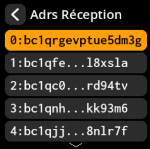 Settings selection menu