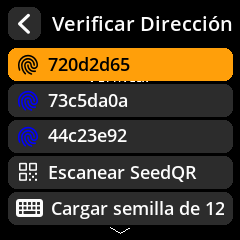 Pantalla de verificación de dirección