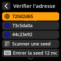 Settings selection menu