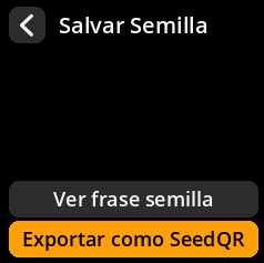 Submenú de copia de seguridad de semilla