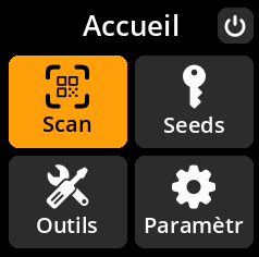 Settings selection menu