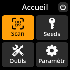 Settings selection menu