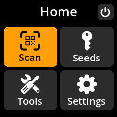 Main menu highlighting Scan option