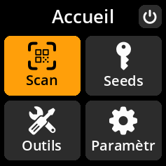 Settings selection menu