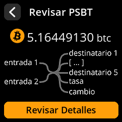 Pantalla de revisión de detalles de la transacción