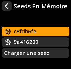 Settings selection menu