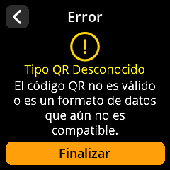 Mensaje de error de tipo de QR desconocido