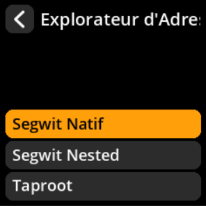 Settings selection menu