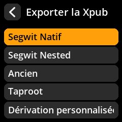 Settings selection menu