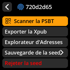 Settings selection menu