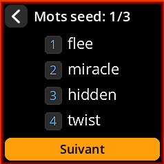 Settings selection menu