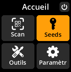 Settings selection menu