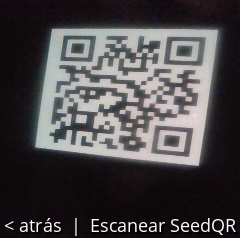 Interfaz de escaneo SeedQR