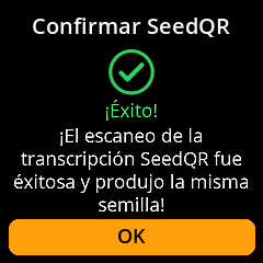 Verificación de SeedQR exitosa