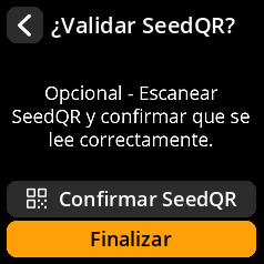 Error de verificación de SeedQR