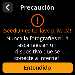 Advertencia de seguridad de SeedQR