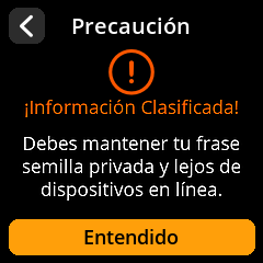 Pantalla de advertencia de seguridad