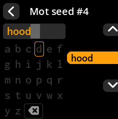 Settings selection menu