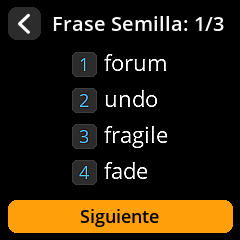 Pantalla de visualización de palabras clave