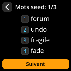Settings selection menu