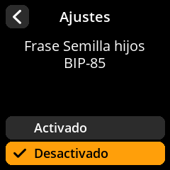 Configuración de semillas secundarias BIP-85