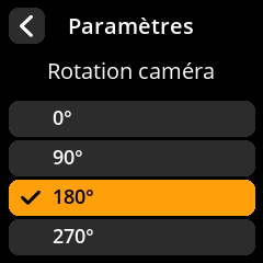 Settings selection menu