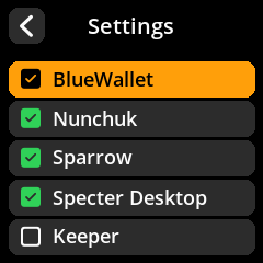 Wallet software compatibility settings