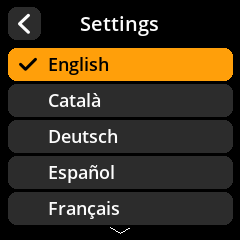 Specific Language selection menu