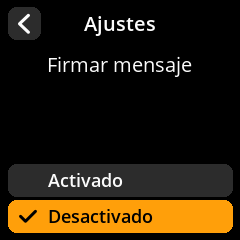Configuración de firma de mensajes