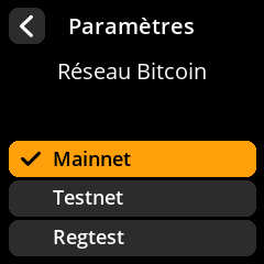 Settings selection menu