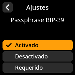 Opciones de configuración de la contraseña