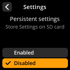 Persistent settings toggle