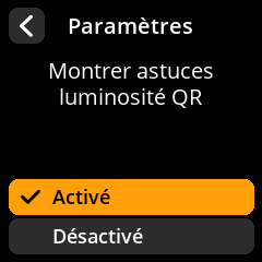 Settings selection menu