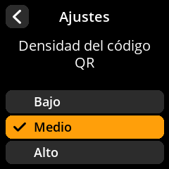 Opciones de densidad de código QR