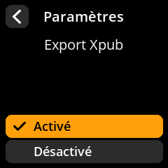 Settings selection menu