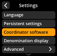 Coordinate selection menu