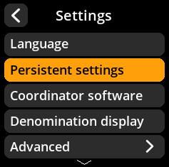 Persistent selection menu