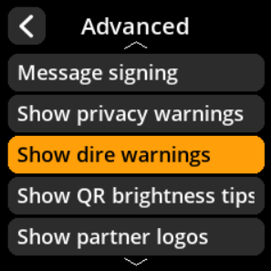 Show dire warnings selection menu
