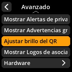 Mostrar sugerencias de brillo del QR