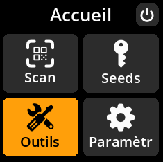Settings selection menu