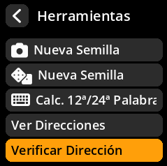 Menú de inicio con opción de verificación de dirección