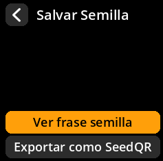 Submenú de la semilla de copia de seguridad